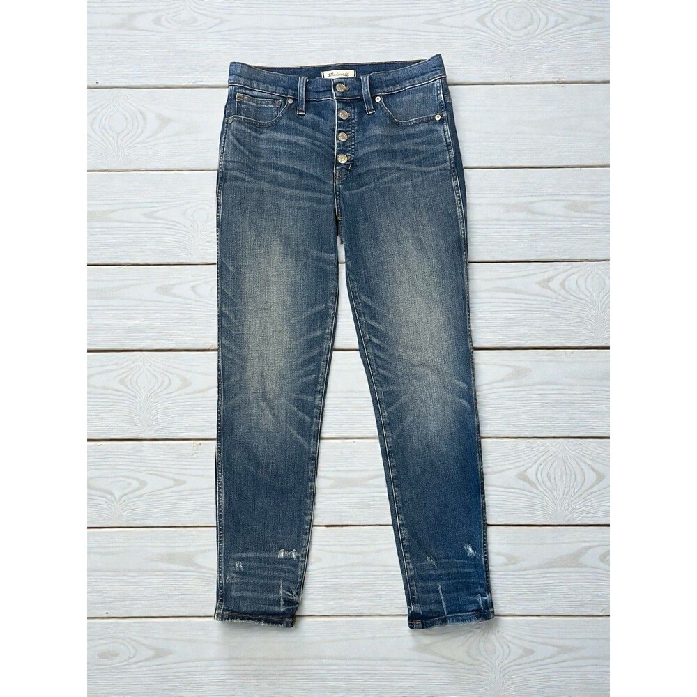 Madewell Jeans Women's 28 Slim Fit Straight Leg Blue Denim Button Fly